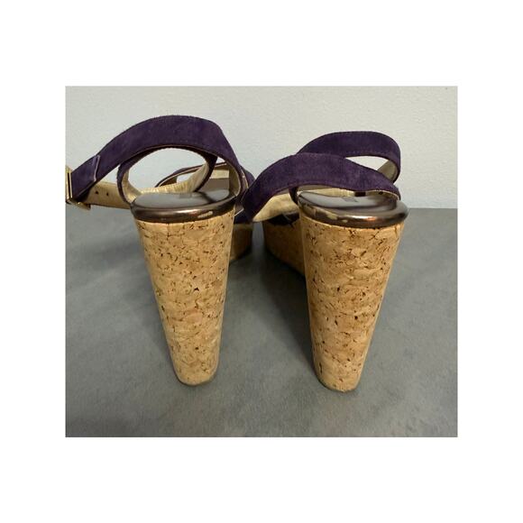 Jimmy Choo Purple Wedge Suede Upper Heels for Women Size 38.5 Us 8 gold accents - Picture 4 of 9